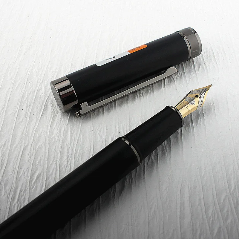 Matte Black Fountain Pen para caligrafia, canetas, papelaria elegante, material escolar, marca de luxo