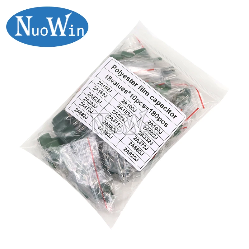 180pcs=18value*10pcs Polyester film capacitor Assorted Kit contains
