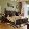French Retro Solid Wood Beds Nordic Creative Guesthouse & Hotel Double Bed High-End Bedroom Japanese Furniture Fauteuil Lit FYBB 1