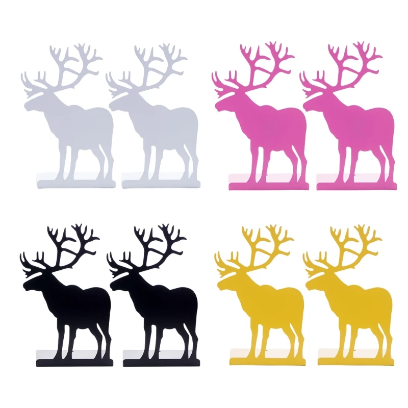 

Cartoon Cute Iron Elk Moose Pattern Nonskid Metal Office Desk Bookends Dropship