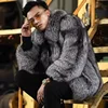 Faux Silver Fox Fur Coat Short Loose Cardigan Overcoat New Men Winter Thicken Warm Jacket  Leisure Fashion Outwear 4