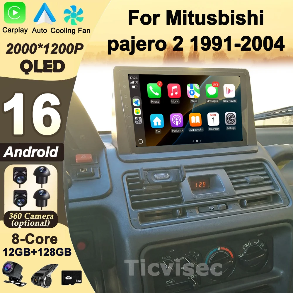 Android 16 2din Radio de coche para Mitsubishi Pajero Montero V31 Cheetah Kingbox Video Multimedia 9 "con pantalla táctil 2.5D WIFI 1