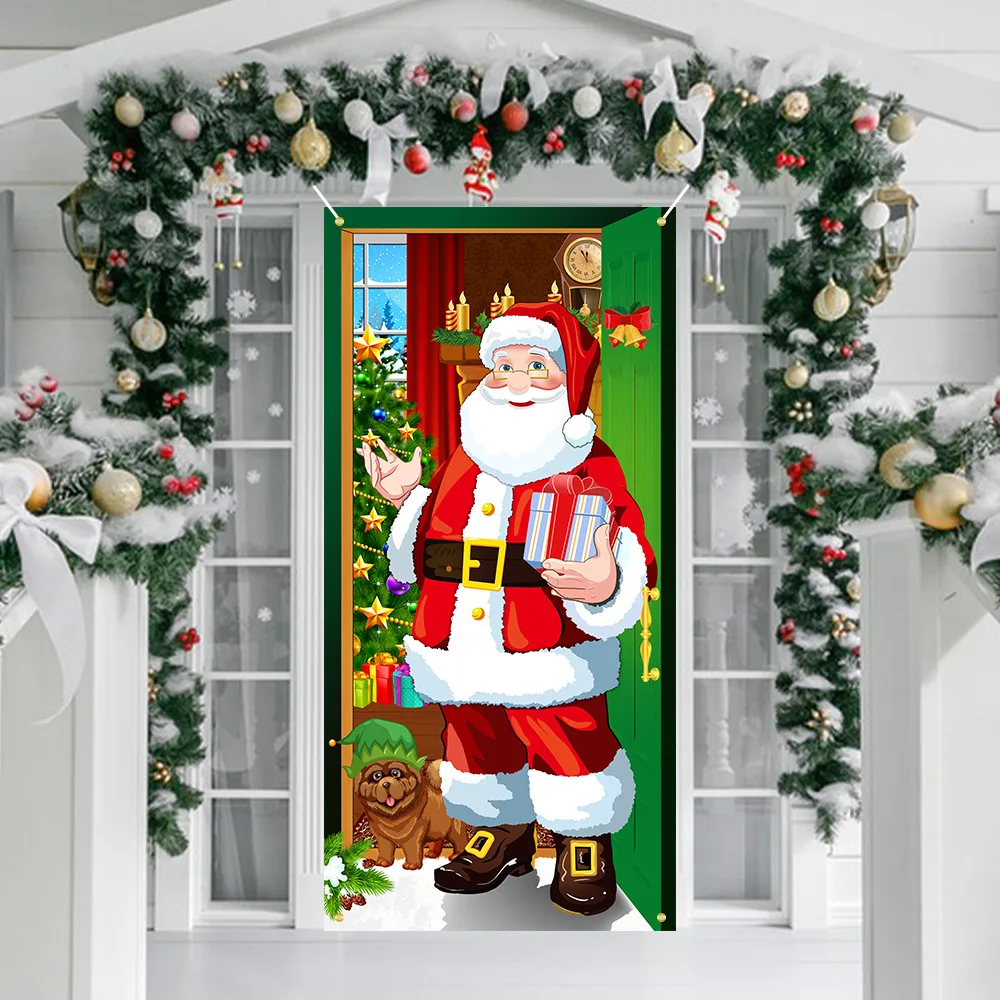 

Christmas Background Decoration Christmas Hanging Cloth Door Background Cloth Home Party Decoration Tapestry Door Cover New Year
