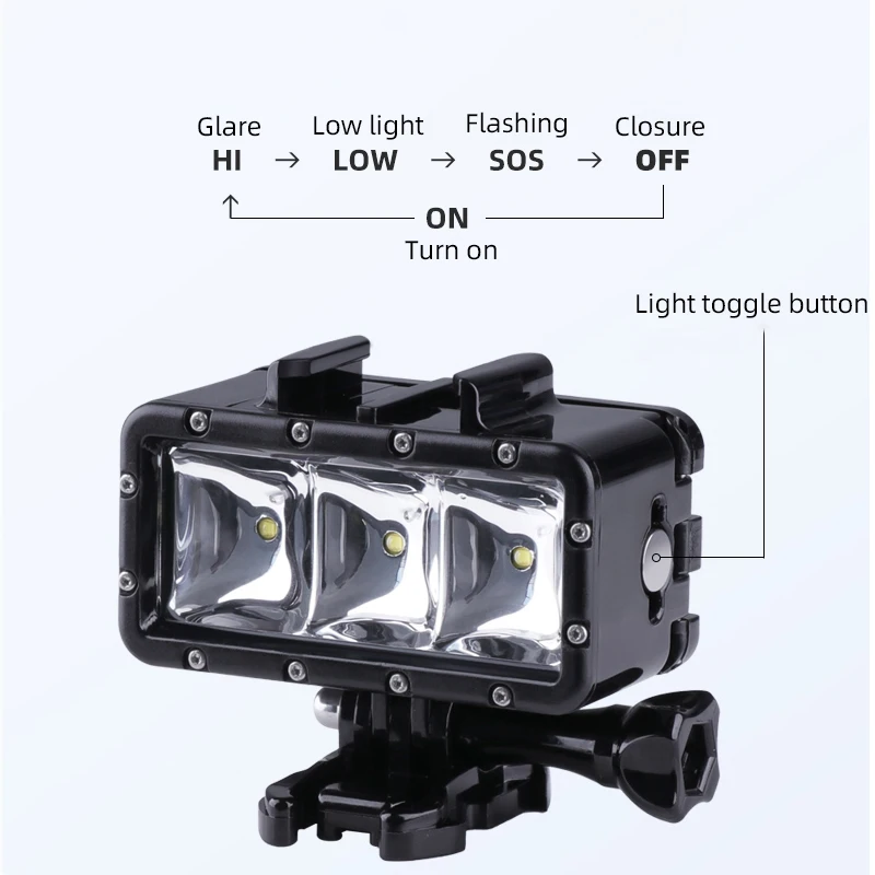 Waterproof LED Fill Light Diving Underwater Night Light For GoPro Hero 13 12 11 10 9 Insta360 SJCAM AKASO DJI Osmo Action Camera