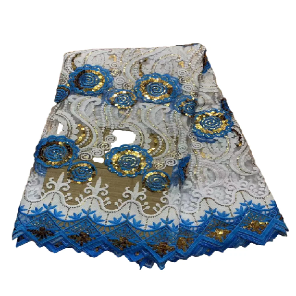

African Sequin Lace Fabric 2023 High Quality Nigerian Embroidered Mesh Lace Tulle Material For Women Clothes Sewing