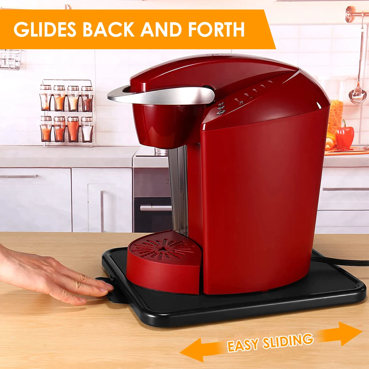 Kitchen Appliance Sliding Tray with Smooth Wheels Below Cabinet Appliance Rolling Tray Non-slip Countertop Sliding Coffee storage tray kitchen tray