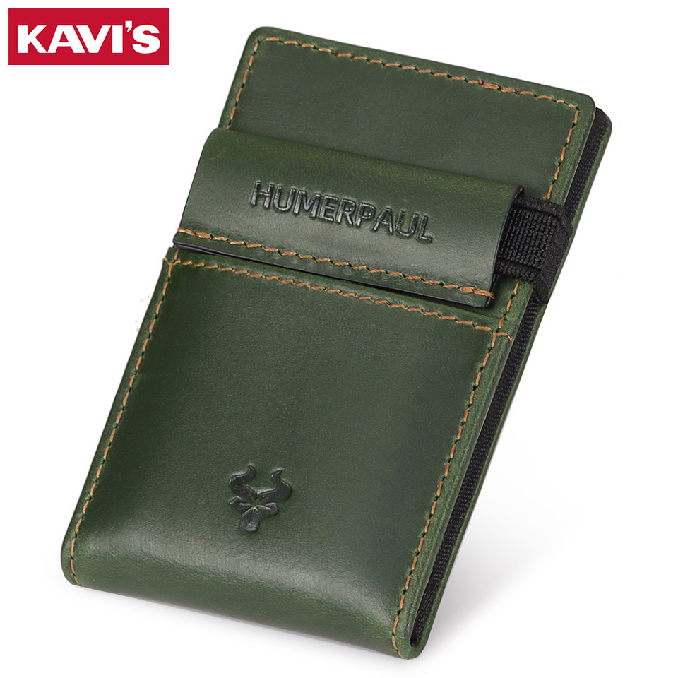 KAVIS RFID Blocking Men Purse  Leather Wallet For women Anti-Theft Swipe Large Capacity Card Clip Portable Thin Money clip