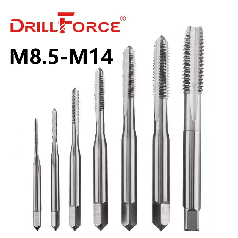 Drillforce lga kezét csavart gépi Befűz Menetfúró Kiütközik bits HSS egyenesen Fuvola Időmértékes méret M8.5 M9 M9.5 M10 M11 M12 M13 M14