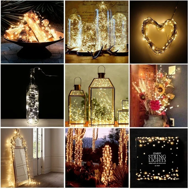 10M LED Copper Wire String Lights Battery Powered Garland Fairy Lighting Strings Holiday Christmas Wedding Party Decoration led string lights led fairy lights string lights decorative lights