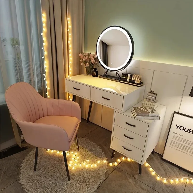 

Charm Multifunctional Dressing Table Bedroom Makeup Girl Drawer Dressing Table Luxury Nordic Girl Toaletka Bedroom Furniture