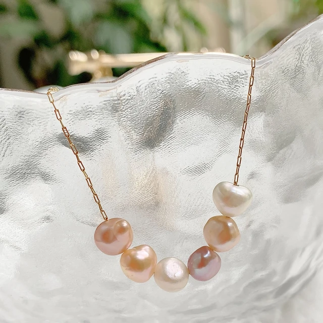 Dainty Pearl Drop Necklace, Minimalist Gold Filled Lariat, Bridesmaid Gift  for Her, Rose Bridal Party Jewelry, Simple Layering Y Necklace