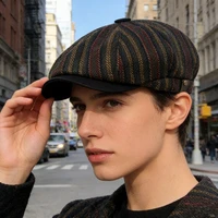 Beret Autumn and Winter Men and Women Outdoor Warm Newsboy Hat Retro Painter Hat Octagonal Hat Short Brim Beret