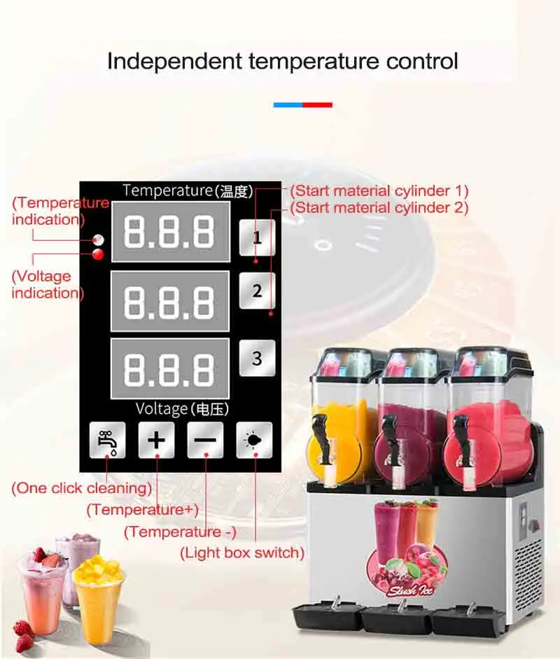 Commercial Slushy Machine 12L x 2 Double Tank Electric Automatic Slush Maker Machine Frozen Drink Snow Melting Machine 950W 3