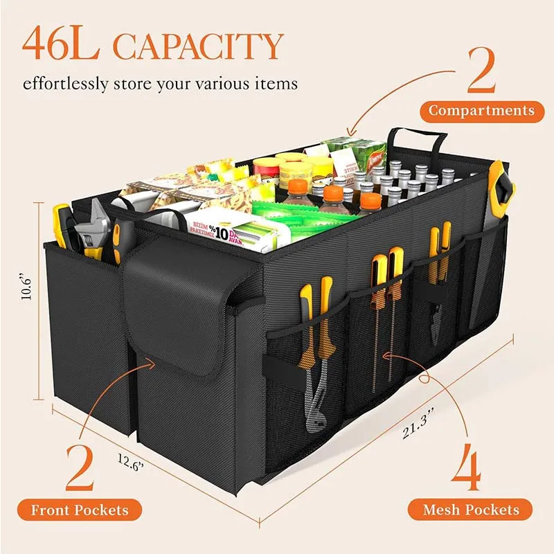 Organizer per bagagliaio auto, 95 l, antiscivolo, per berlina