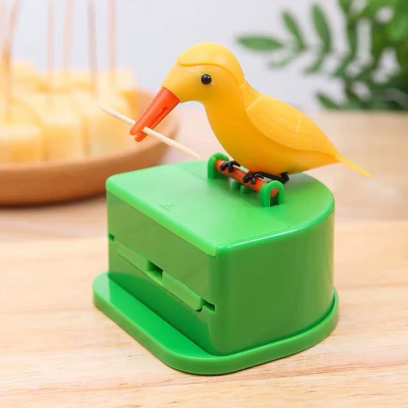 

Small Bird Toothpick Container Automatic Press Toothpicks Dispenser Holder Storage Box Home Decoration Kitchen Accessories