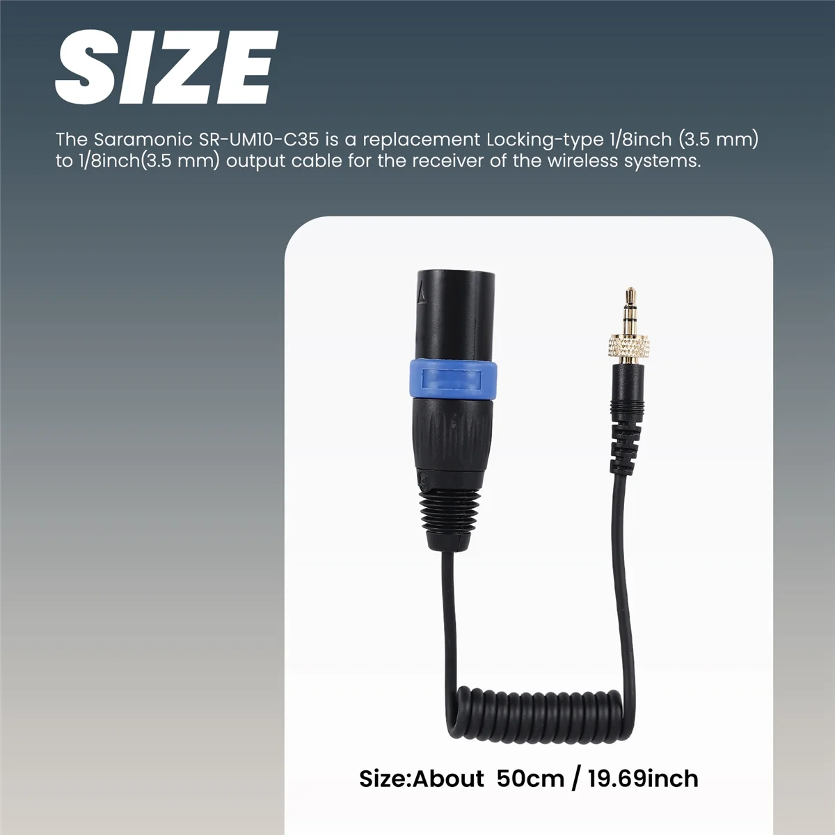 AB25 Saramonic Locking Type 3.5mm to 3.5mm TRS to XLR Male Microphone Output Universal Audio Cable for Wireless Receivers