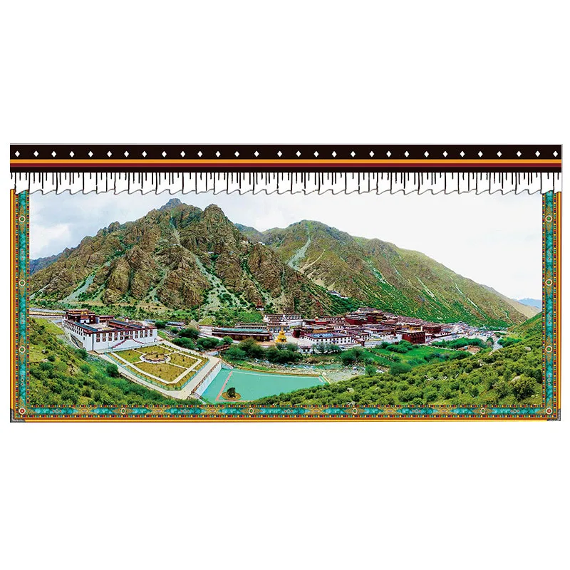 

Tibet City Mountain Tapestry Map Art Mural Fabric Wall Decoration