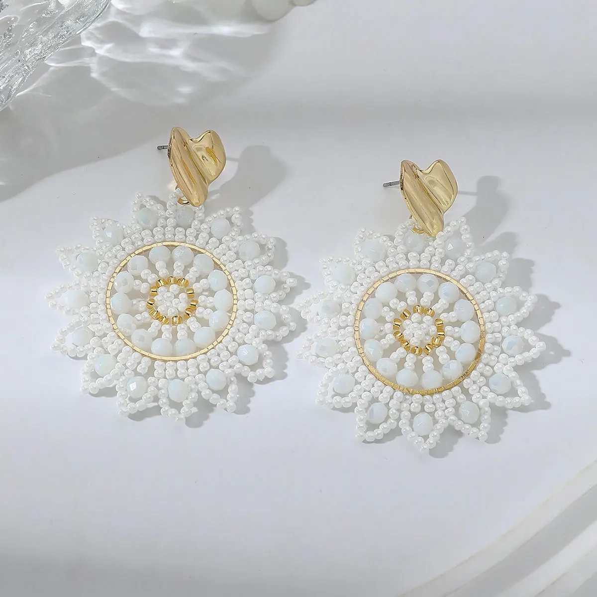 Boho Trendy Irregular Heart Sunflower Seed Beads Drop Earrings for Women Elegant Handmade Multicolor Earrings Fashion Jewelry