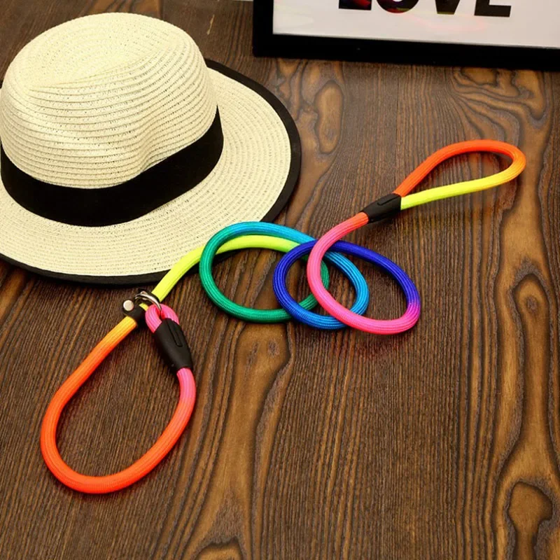 

Dog Leash Colorful Dog Leash and Collar Set Nylon P-chain Leashes for Dogs Walking Pets Accessories Adjustable Dogs Leashes