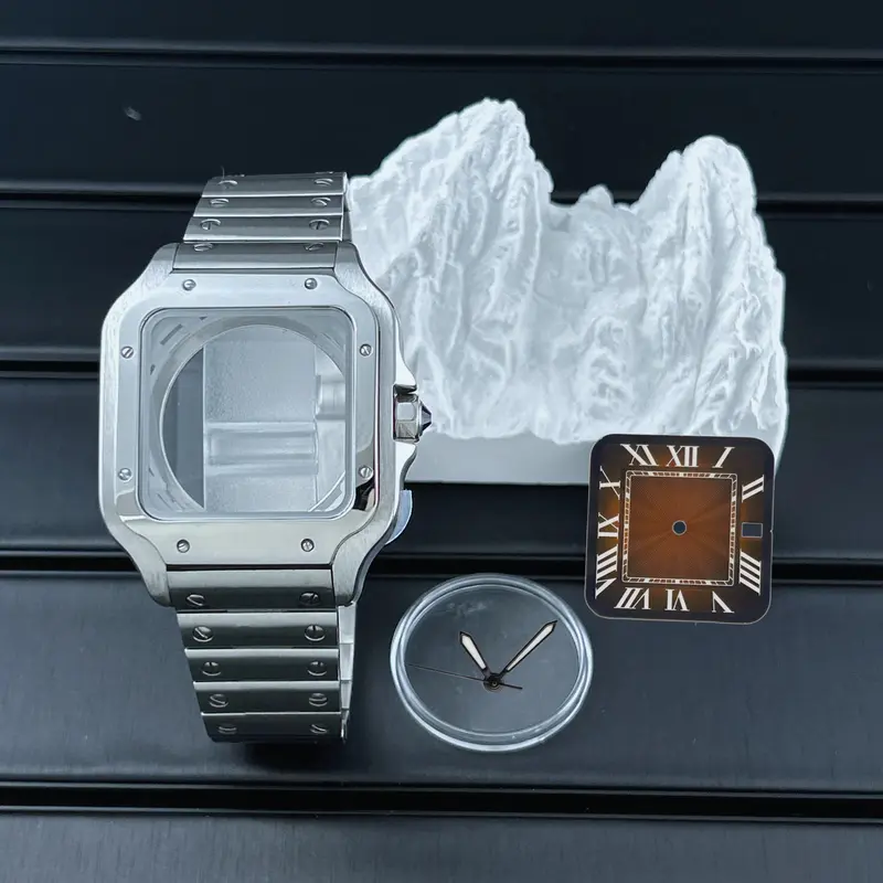 38mm Square Watch Case 316L Steel Strap Watch Repair Modification No Logo 27mm Dial for Sandoz NH36 NH35 NH70 Automatic Movement - Image 2