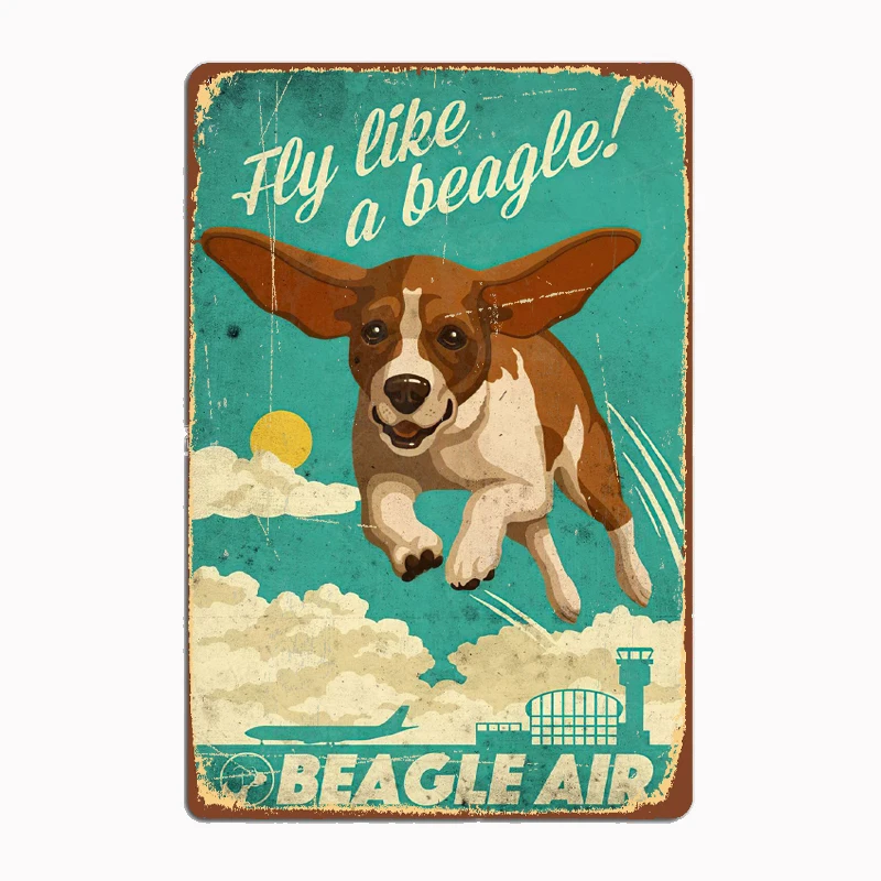Beagle Dog Air Metal Sign Poster Garage Room Decorazione Della Parete Cinema Living Custom Tin Vintage Home Decor