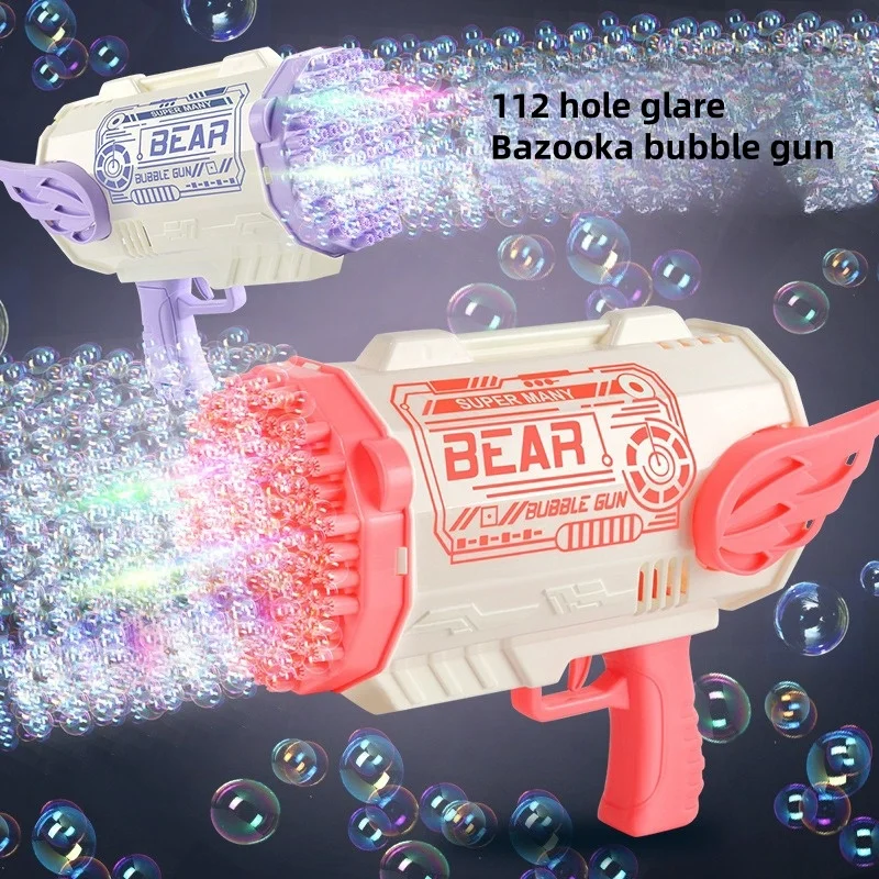 Automatic Bubble Gun Children Holding 80 Hole Light Bazooka Oversized Toy Bubble Machine Toy Bubble Gun 3