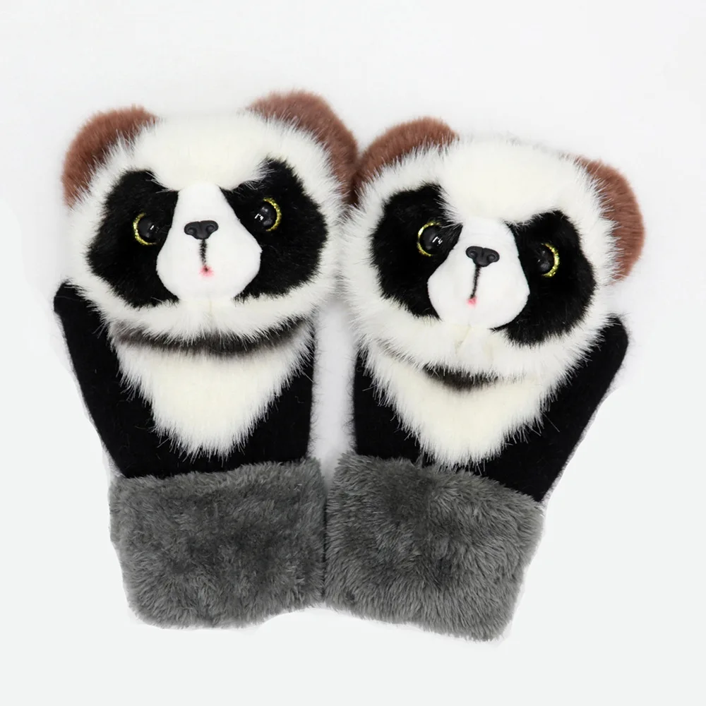 

Kids Knitted Gloves Full Finger Gloves Soft Plush Animal Mittens Fleece Lined Glove Unisex Cartoon Mittens for Children