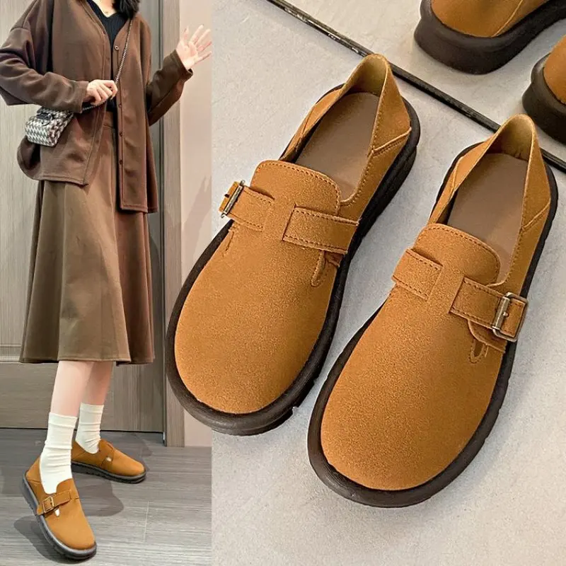 

New Women's Spring Flattie Warm Outdoor Shoes Fashion Casual Design British Style Snow Boots Ladies' Casual Flats Plus Size 42