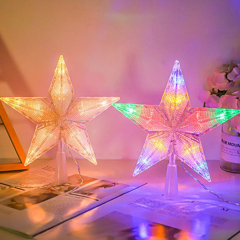 Navidad 2023 크리스마스 트리 Led 스타 조명 크리스마스 트리 장식 장식품 Navidad 신년 파티 장식을위한 갈 랜드 요정 조명