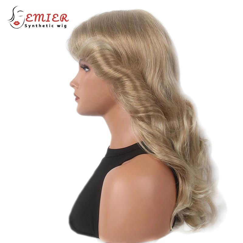 Natural Brown Wigs For Women 70s Long Wavy Synthetic Hair Wig Blonde Highlight Vintage Cosplay Daily Costume Heat Resistant Wig