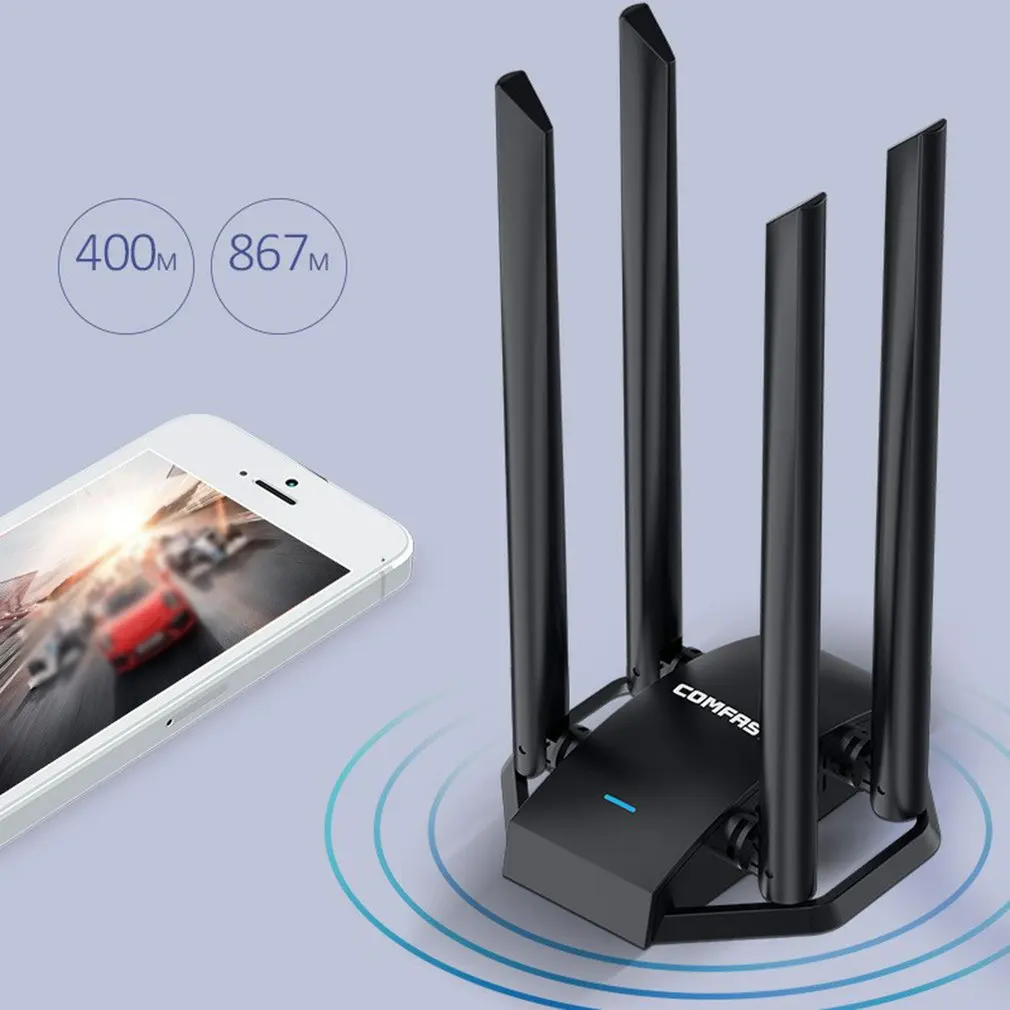 best gaming router 1300Mbps WI-FI Receiver 4*6dBi Dual Band Antenna Driver-Free Long Range Network Card 2.4&5GHz Desktop Adapter CF-WU785AC wifi router for home