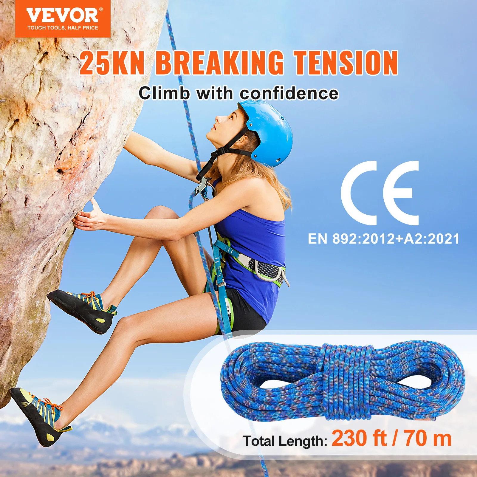 Dynamic Climbing Rope Mountaineering Rope 10.2mm 131-230ft