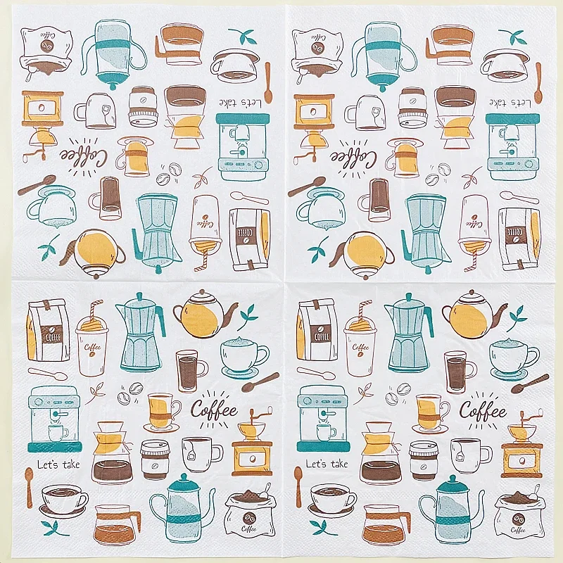 Paper Napkins 10/20pcs/Pac Coffee Printed Creative Colourful Napkins Placemats Bar Decorative Household Facial Tissues