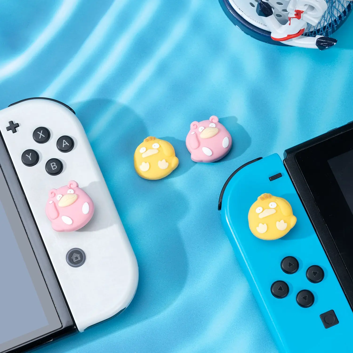 Cute Yellow Duck Silicone Soft Thumb Stick Grip Cap Joystick Cover For Switch NS Oled/Lite Joy-con Controller Thumbstick Case