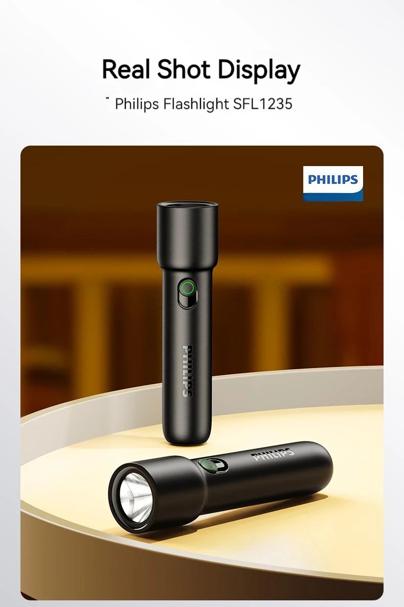 S58ec275426d542eda996ef71fb44a61ep Philips Lampe de Poche LED Portable – Lampe de Poche Puissante pour Autodéfense, Camping et Randonnée
