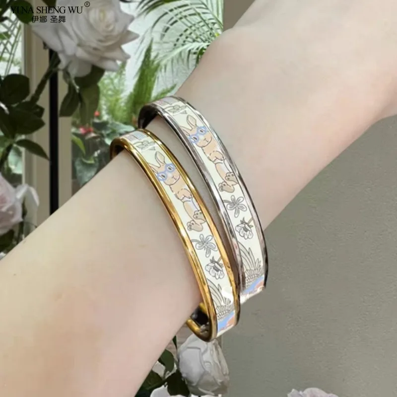 New Color Enamel Bracelet Unisex Couple Enamel Rabbit Bracelet Fashion Personality All-match Bracelet High-end Jewelry