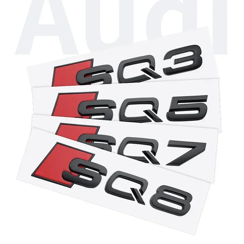 3D ABS 접착 블랙 자동차 트렁크 번호 스티커, 아우디 SQ3 SQ5 SQ7 RSQ3 RSQ7 로고 엠블럼 명판 배지 액세서리