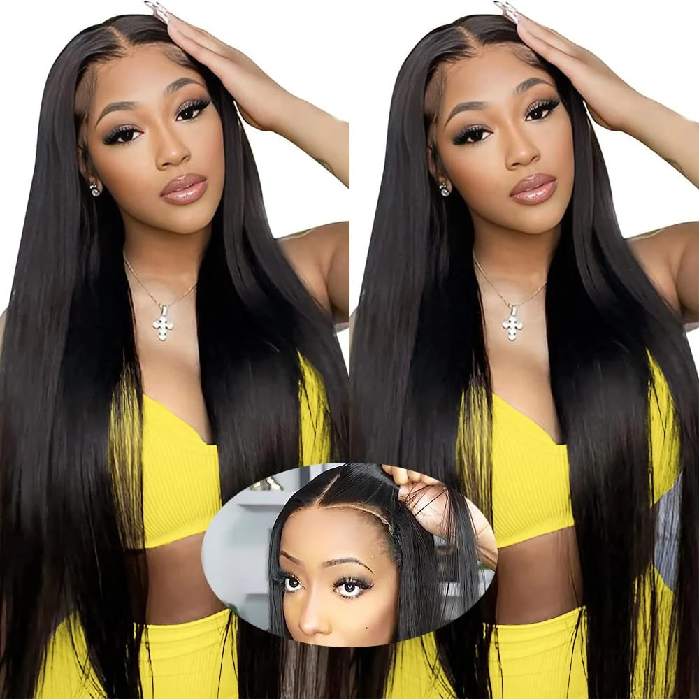 

Wear And Go Glueless Human Hair Wig Brazilian Straight Lace Front Wigs 5x5 Lace Closure Wig Human Hair Ready To Wear Pre Cut Wig