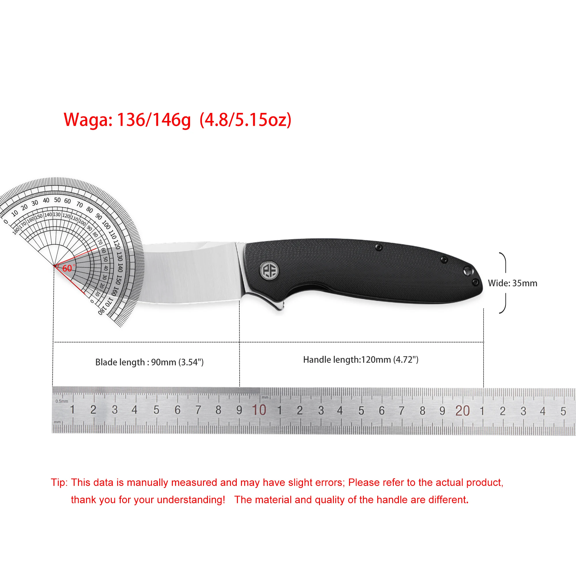 Petrified Fish Original PFB01 Micarta Handle Ceramic Bearing D2 Steel Blade Folding Knife Outdoor Survival Cutting EDC Tool 6