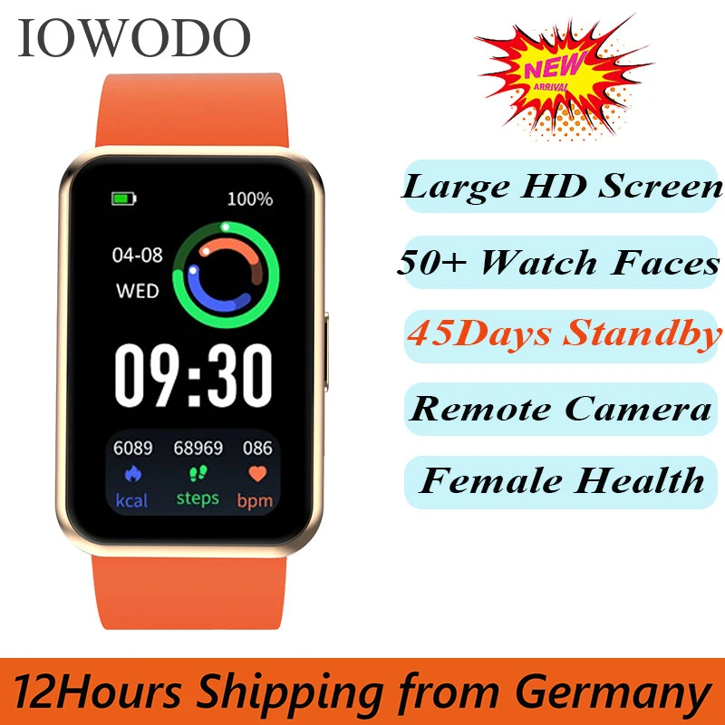 Смарт-часы IOWODO фитнес-браслет 1 57 дюйма Bluetooth пульсометр оксиметр в крови |