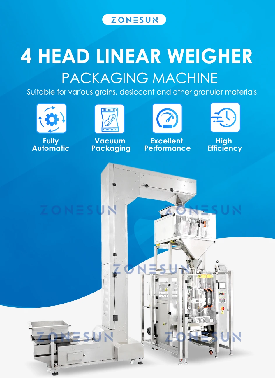 ZONESUN ZS-PL420S Автоматическая вакуумная машина для наполнения гранул, взвешивающая упаковочная машина 