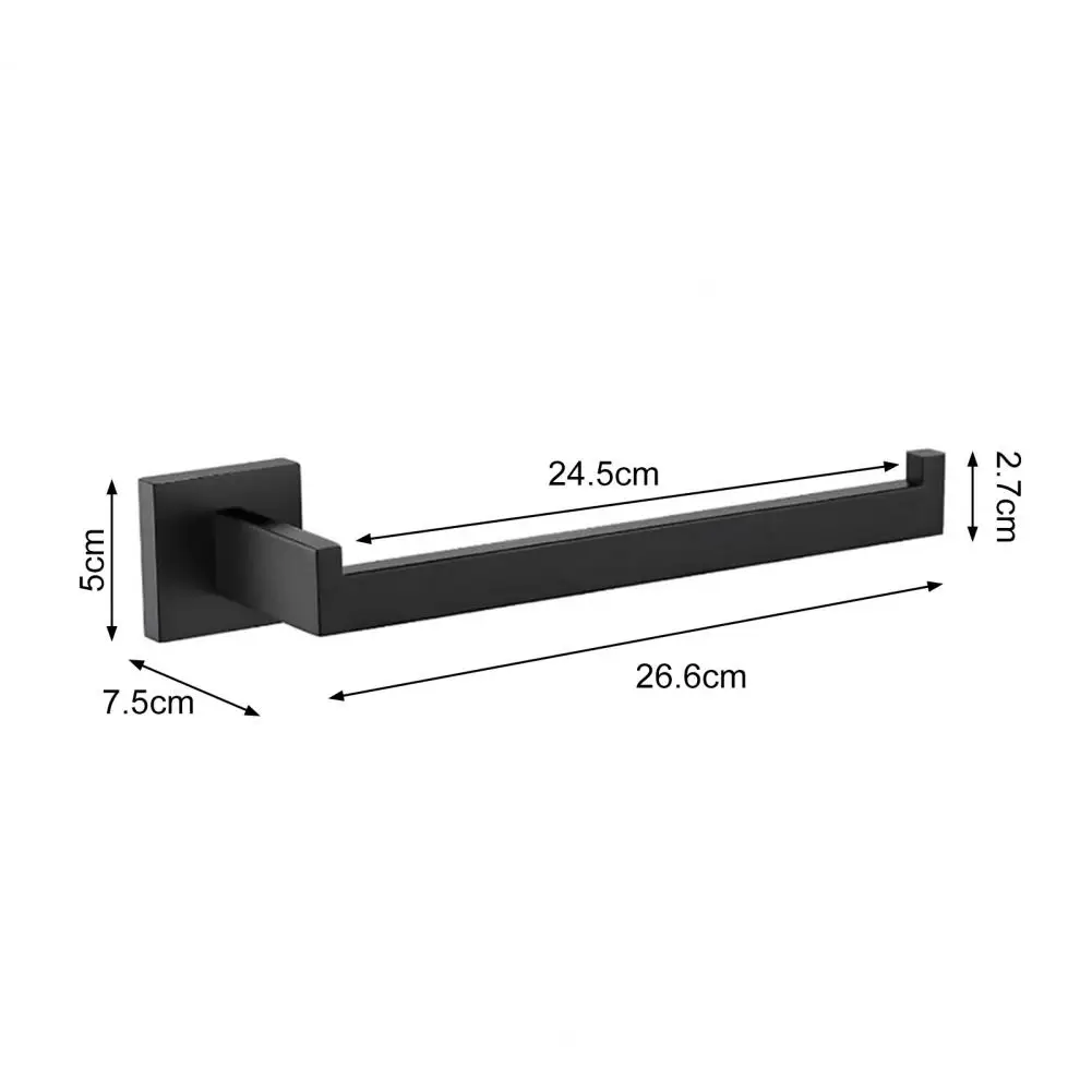 Towel Rack Set with Chamfered Edges Wall-mounted Towel Rack Set Modern Matte Black Bathroom Hardware with for Bathroom
