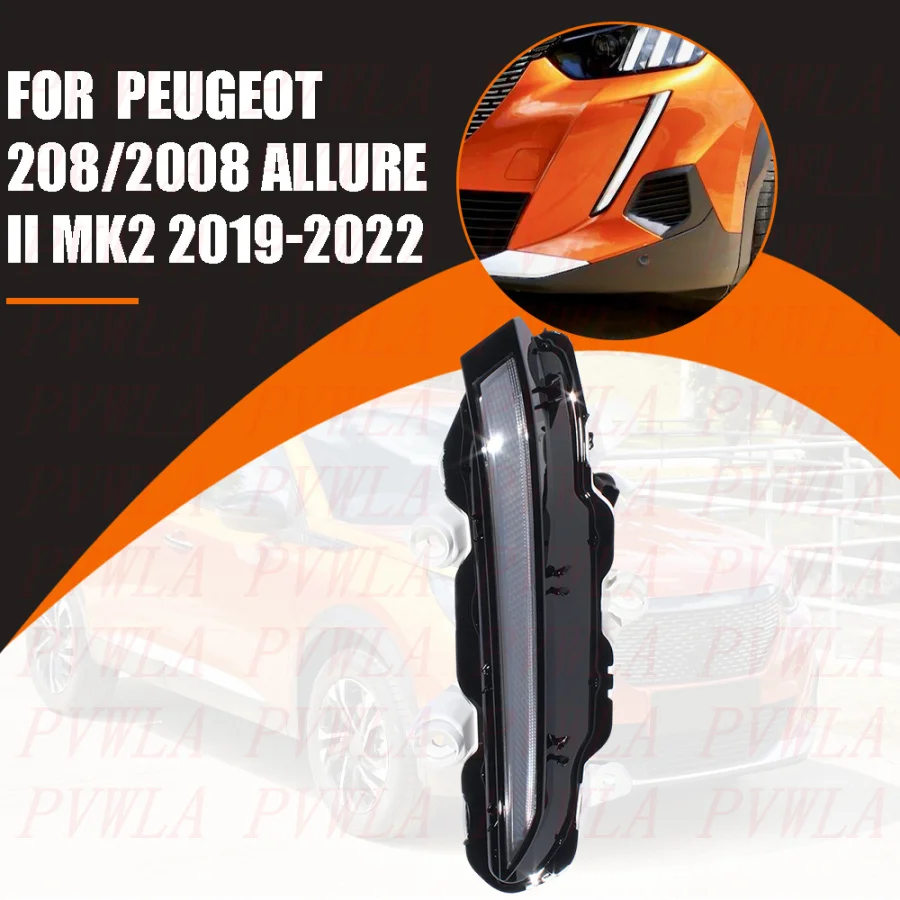 For Peugeot 208 2008 ALLURE II MK2 2019 2020 2021 2022 car accessories Front LED DRL Daytime Running Light 9824241280 9824241480