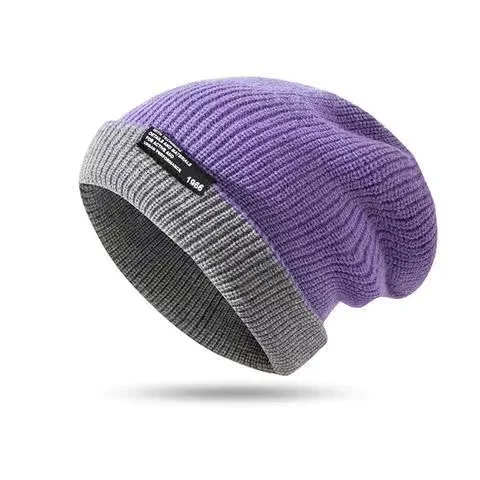 Nouveau Kpop Style unisexe bicolore hiver femmes Slouchy réversible bonnet chapeau vous les chapeaux tricotés avec divers_voghion.com