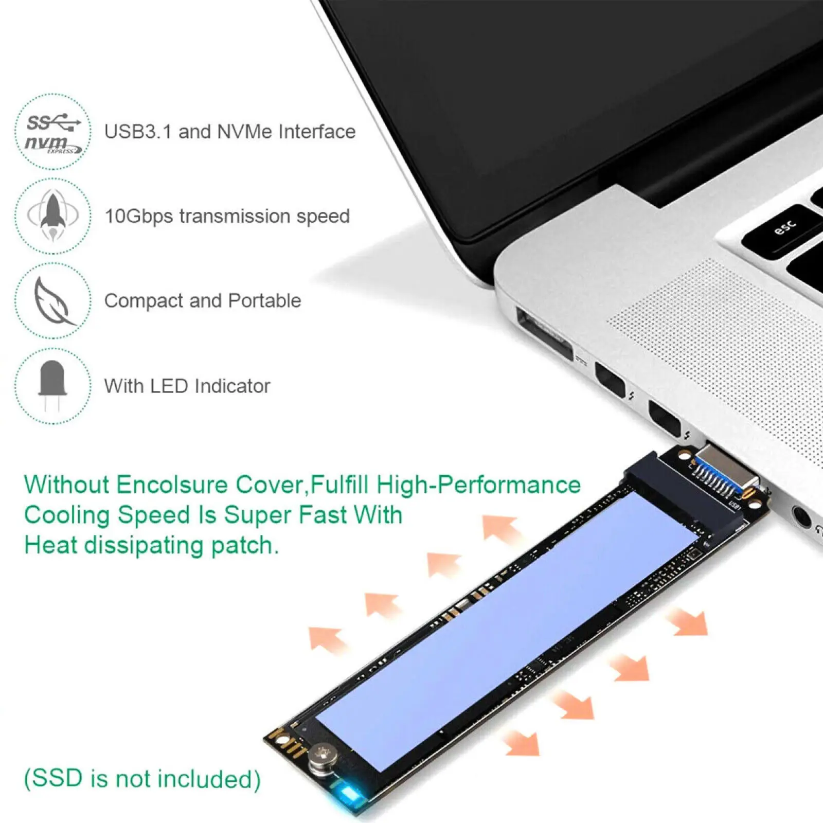 NVME to USB 3.1 USB-A M2 SSD , NVMe Ŭ, M.2 to USB 3.1 , PCIe NVMe  M Ű B + M Ű SSD ϵ ̺