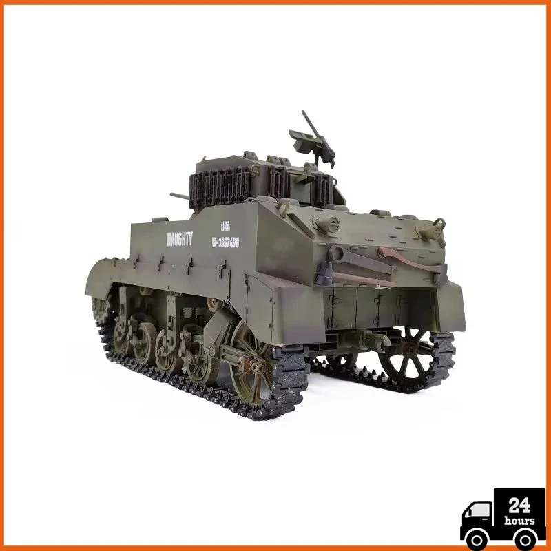 COOLBANK RC Tank 1/16 Scale 2.4ghz U.S. M5A1 Stuart Light Tank Model, Remote Control Tanks with Sound and Light  for Boys Adults 5