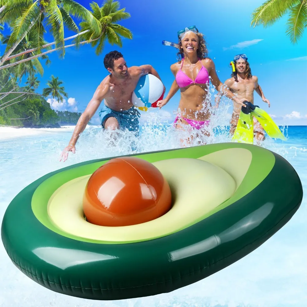 

165cm Avocado Pool Float Swimming Raft Water Game Inflatable Air Mattress Floating Bed Inflate Party Toys with Ball Kids Adult