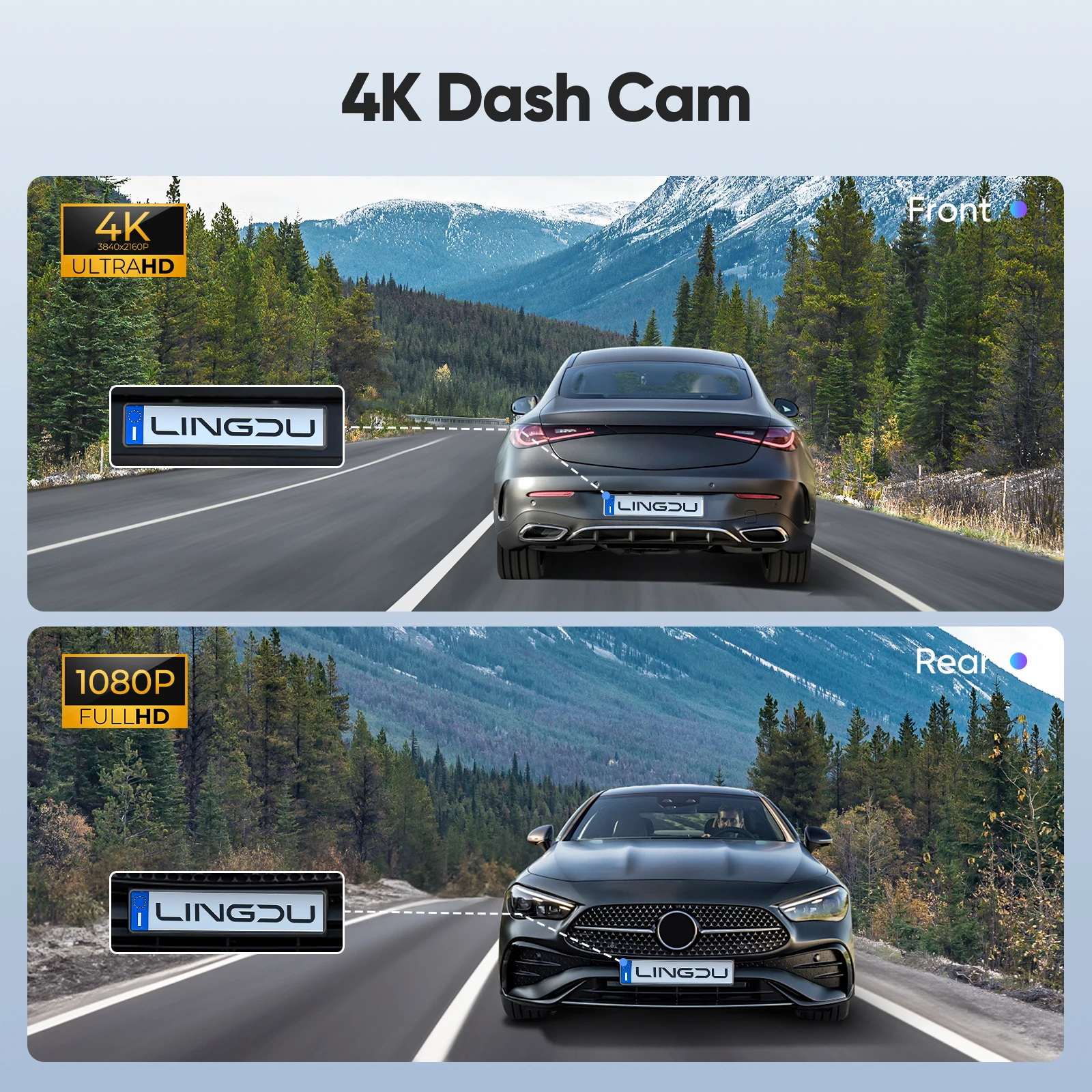 LINGDU D600 대시 캠 4K 2160P UHD 자동차 DVR 내장 GPS WiFi 음성 제어 대시 자동차 카메라 24H 주차 모니터 야간 투시경 ??? ?