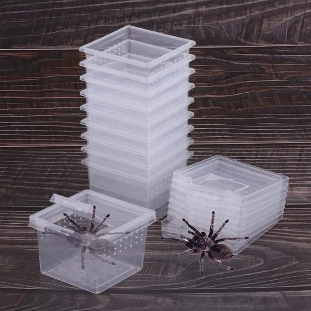 Aquarium Tank Vivarium Box Reptile Breeding Box With Flip Cover Transparent Breathable For Frogs Snake Spider Portable Reptile Terrarium Habitat