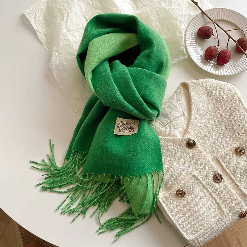 Luxurious Double-Sided Cashmere Pashmina Shawl with Tassel Detailing